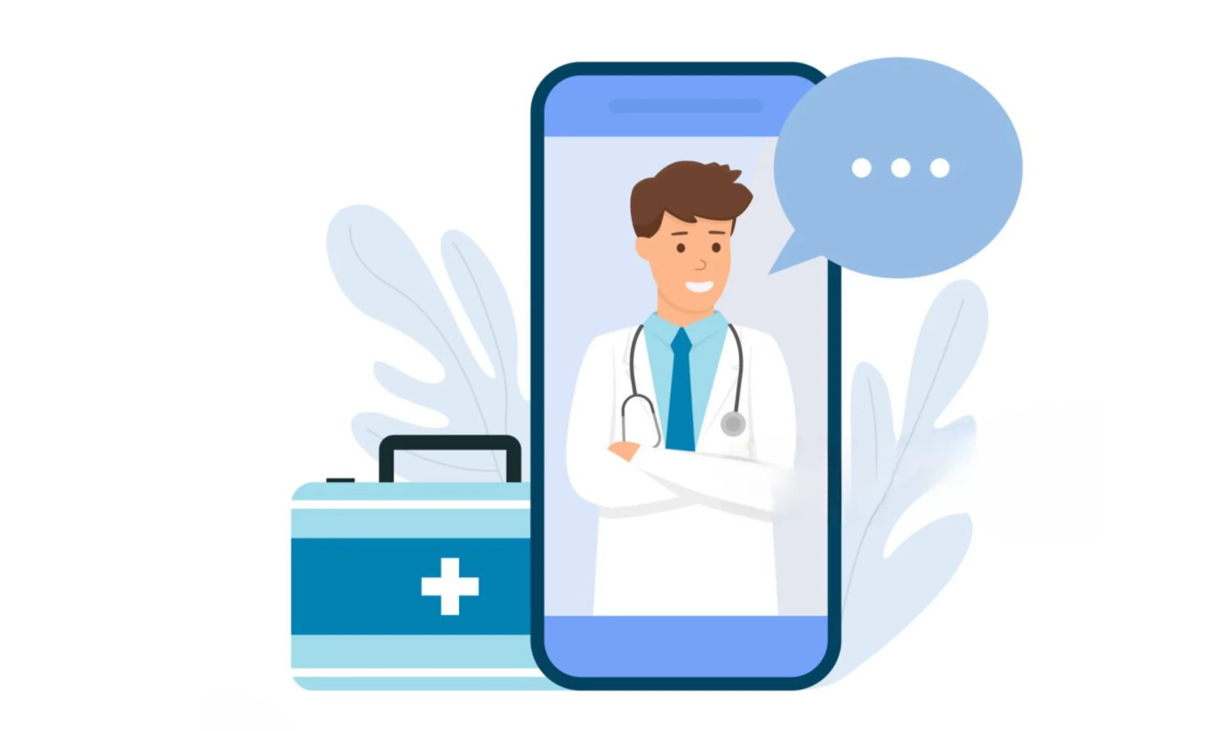 Doctor online concept with character. Can use for web banner, infographics, hero images. Flat isometric vector illustration isolated on white background.